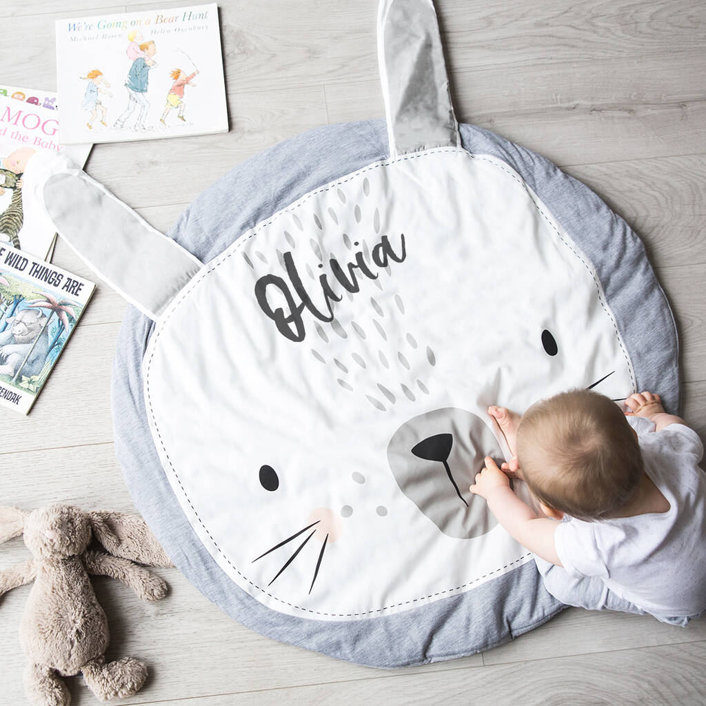 Personalised Animal Faces Baby Play Mat, 1 of 12