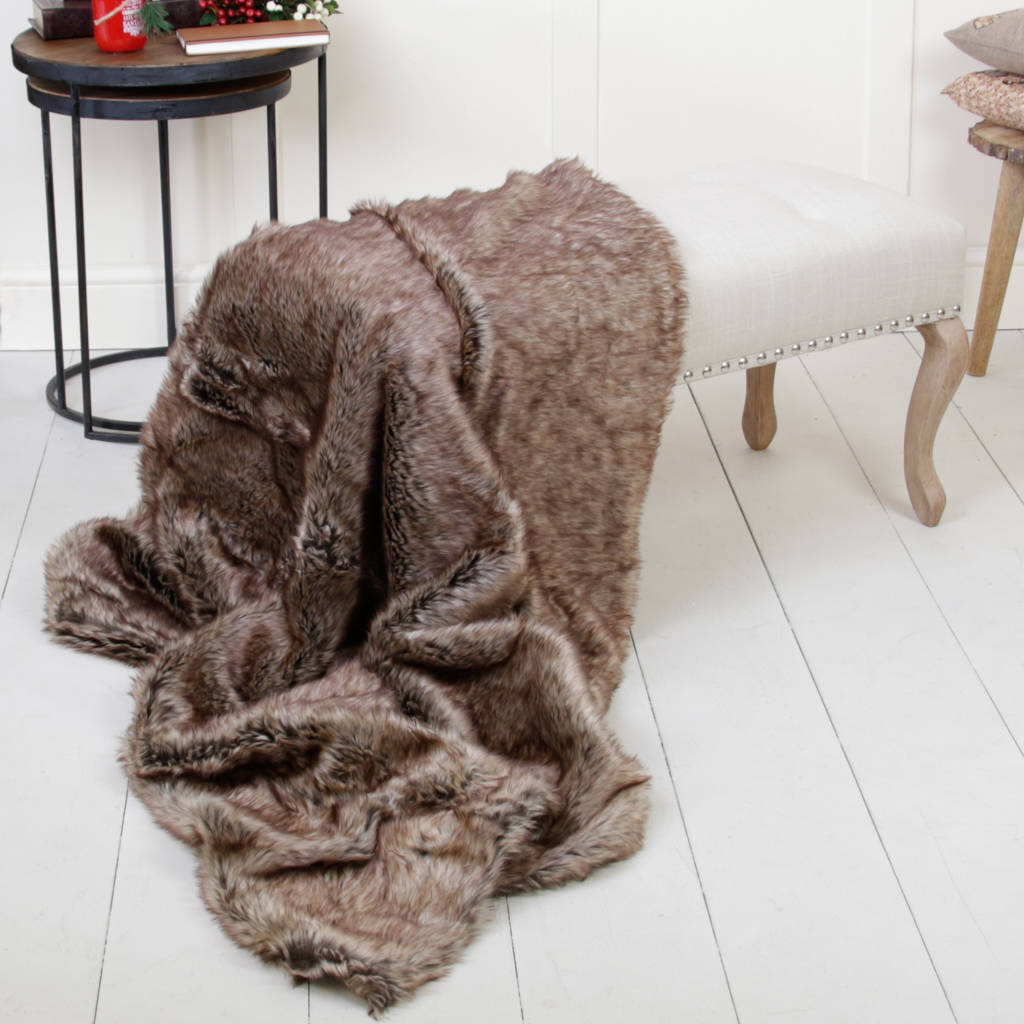 forest bear faux fur throw or cushion by dibor