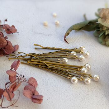 Set Of Gold Pearl Bobby Pins, 7 of 11