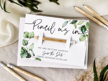 Save The Date Pencil Us In With Botanical Card, 9 of 12