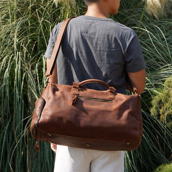 Genuine Leather Holdall With Shoes Storage, 2 of 12