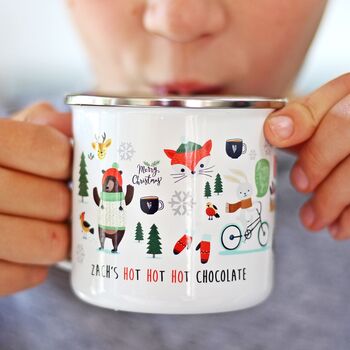 Personalised Child's Ho Ho Ho Hot Chocolate Enamel Mug, 5 of 5