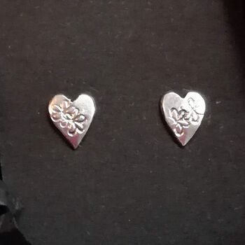 Tiny Sterling Silver Heart Shaped Studs, 3 of 5