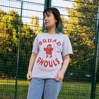 Squad Ghouls Women's Varsity Style Graphic T Shirt, 4 of 4