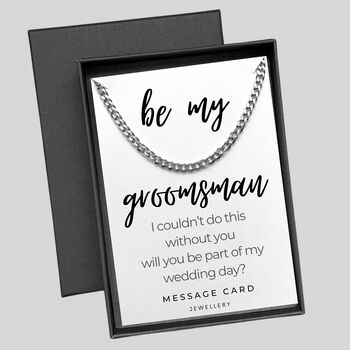 Chunky Silver Groomsman Gift Necklace Be My Groomsman, 2 of 6