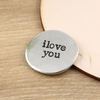 I Love You Pewter Pocket Pebble Large Message Token, 4 of 7