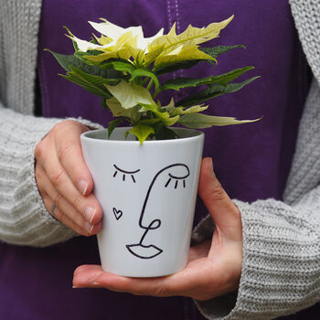 Face Line Drawing Plant Pot With Cress Seeds, 2 of 3