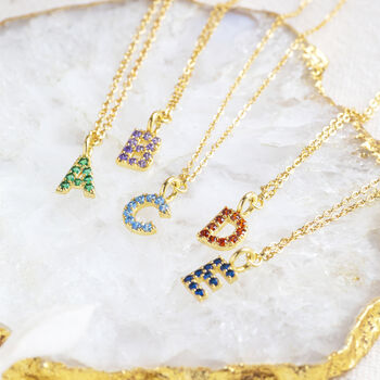 Gold Or Silver Plated Birthstone Initial Necklace, 3 of 11