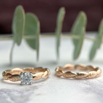 Diamond And Rose Gold Laurel Leaf Ring, 2 of 3