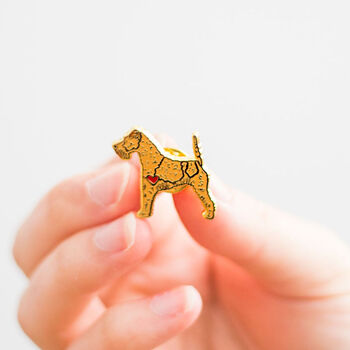 Irish Terrier Gold Plated Enamel Pin Badge, 3 of 4