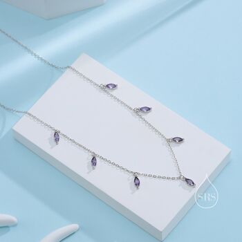 Amethyst Purple Cz Marquise Pendant Necklace, 8 of 11