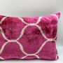 Oblong Ikat Velvet Cushion Pink Bulbous, thumbnail 10 of 10