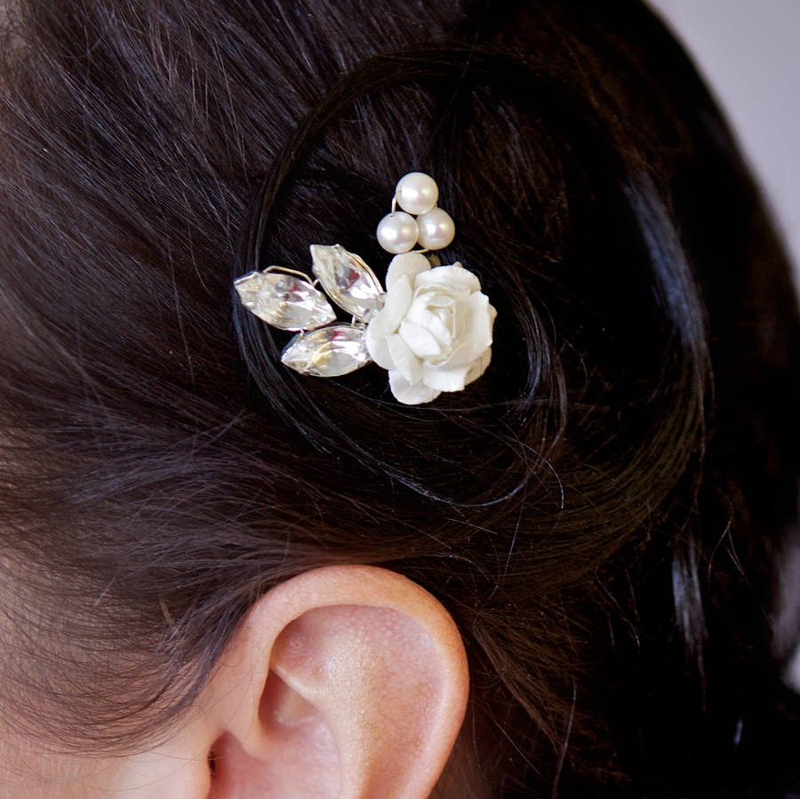 ivory rose bridal hairpin by lhg designs | notonthehighstreet.com