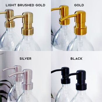 Clear Glass Bottle With Personalised Label And Choice Of Metal Pump Colour, 2 of 6
