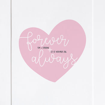 Personalised 'Forever And Always' Heart Print, 8 of 8