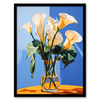 Luxurious Lily Calla Floral Blue Yellow Wall Art Print, 5 of 6