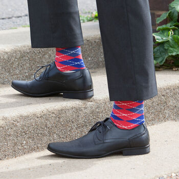Chord Blue And Argyle Crimson Men's Socks Bundle, 2 of 6