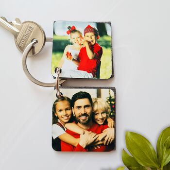 Personalised Dad Multi Photo Flip Leather Keyring, 4 of 8