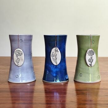 Birth Flower Pottery Gift Handmade Vase Birth Month, 2 of 9