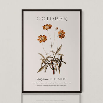 Birth Flower Wall Print 'Cosmos' For October, 2 of 9