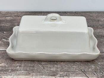 White Wavy Edge Butter Dish, 3 of 3