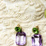 Lilac Circle Oblong Jewel Dangle Earring, thumbnail 3 of 7