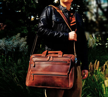 Vintage Look Leather Briefcase, 6 of 12