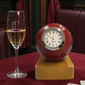 Cricket Ball Clock With Personalised Wood Plinth, 2 of 12