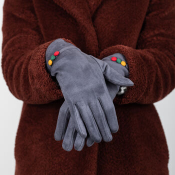 Colourful Faux Suede Gloves, 4 of 6