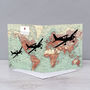 Flying Over World Map Card, thumbnail 2 of 2
