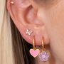Sleepover Pink Enamel Heart Huggie Hoop Earrings, thumbnail 1 of 3