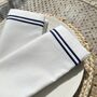 Luxuary Embroidered Cotton Napkin Ivory/Navy • Set Of Six, thumbnail 3 of 5
