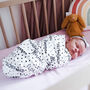 Personalised Polka Dot Baby Organic Swaddle Blanket, thumbnail 2 of 9