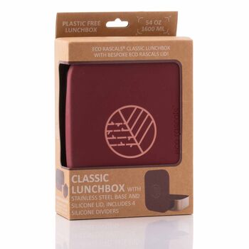 Stainless Steel Lunchbox With Organisers Burgundy, 6 of 9