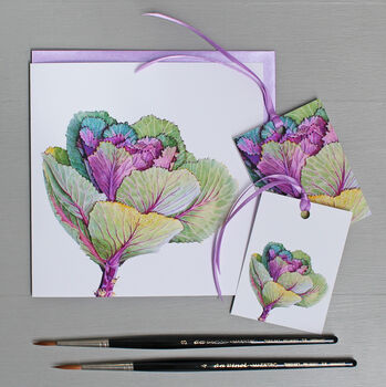 Gift Tags With Ornamental Cabbage Illustration, 2 of 4