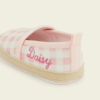 Personalised Pink Gingham Espadrille Shoes, 2 of 3