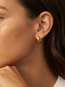 Gold Or Silver Small Textured Hoop Earrings, 3 of 5