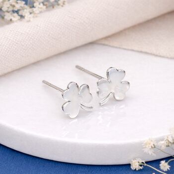 Sterling Silver Shamrock Stud Earrings – 7mm, 3 of 7