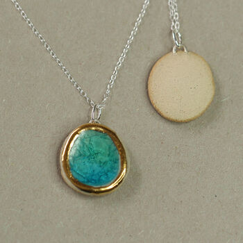 Emerald Turquoise Lagoon Oval Sterling Silver Pendant, 3 of 5