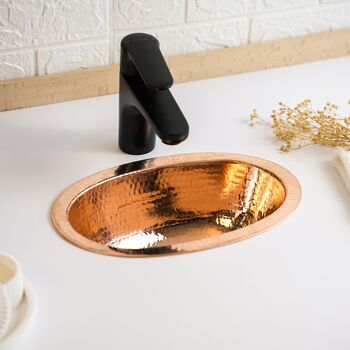 Solid Copper Undermount Or Vessel Sink For Kitchen And Bathroom, 400 Mm Diameter, 7 of 9