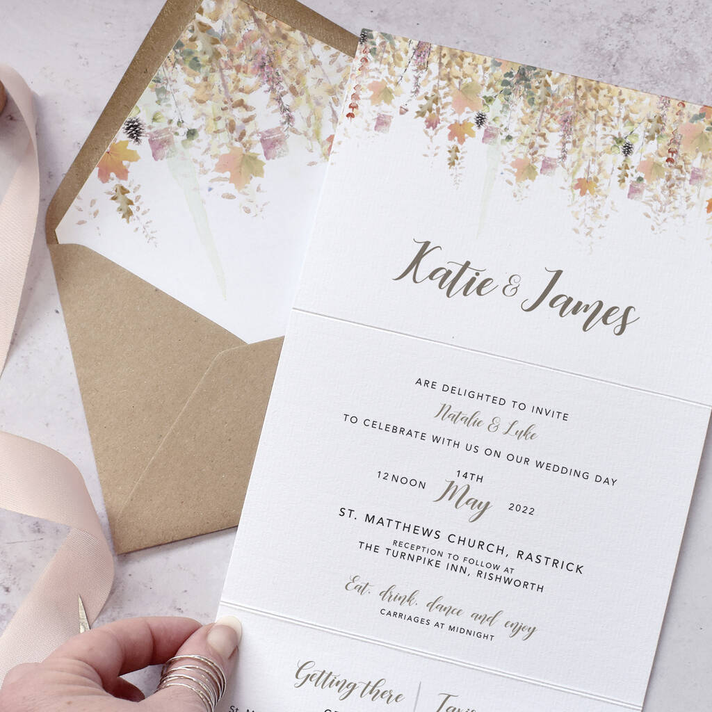 'Whimsical Autumn' Four Fold Wedding Invitation By Julia Eastwood ...