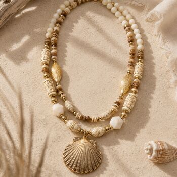 Layered Shell Pendant Beaded Necklace, 2 of 2