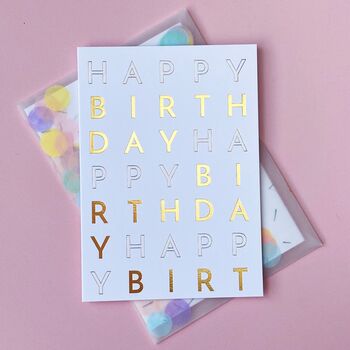 Happy Birthday Typographic Card With Confetti Envelope, 2 of 4