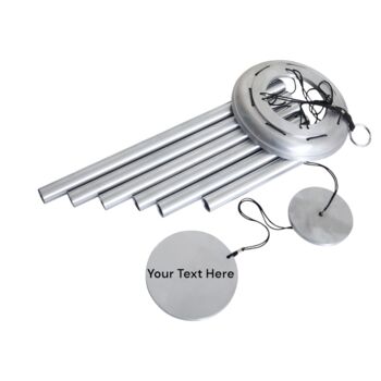 Engraved 30 Inch Aluminium Wind Chime Silver Finish, 2 of 9