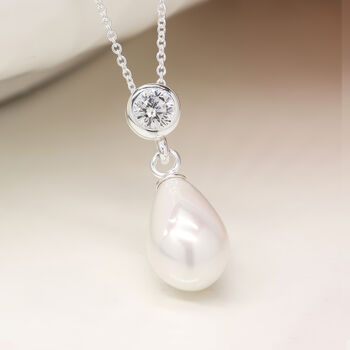 Sterling Silver Pearl Drop Necklace, 2 of 12