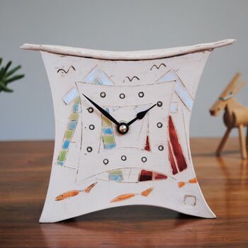 Beach Huts And Fish Ceramic Clock, 2 of 6