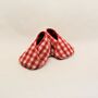 Red Gingham Fabric Eco Baby Shoes, Baby's Gift, thumbnail 2 of 8