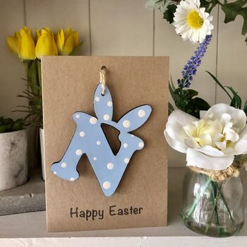 Personalised Easter Bunny Letter Wooden Keepsake Card, 8 of 9