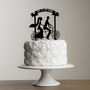 Mr And Mrs Tandem Bike Wedding Banner Cake Topper Set, thumbnail 2 of 3