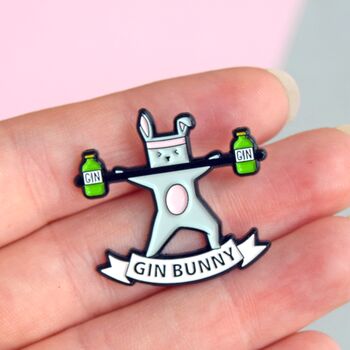 'Gin Bunny' Enamel Pin Badge, 2 of 4